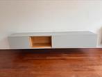 Televisiekast grijs, zwevend, houten inzet. 152x44x30, Ophalen, 150 tot 200 cm, Eikenhout, Zo goed als nieuw