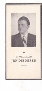 JAN M. H. Diederen  6 april 1942 + 21 jaar, Verzamelen, Bidprentjes en Rouwkaarten, Bidprentje, Verzenden