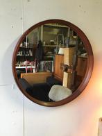 Vintage spiegel teak midcentury mirror Deens, Minder dan 100 cm, Minder dan 50 cm, Rond, Gebruikt