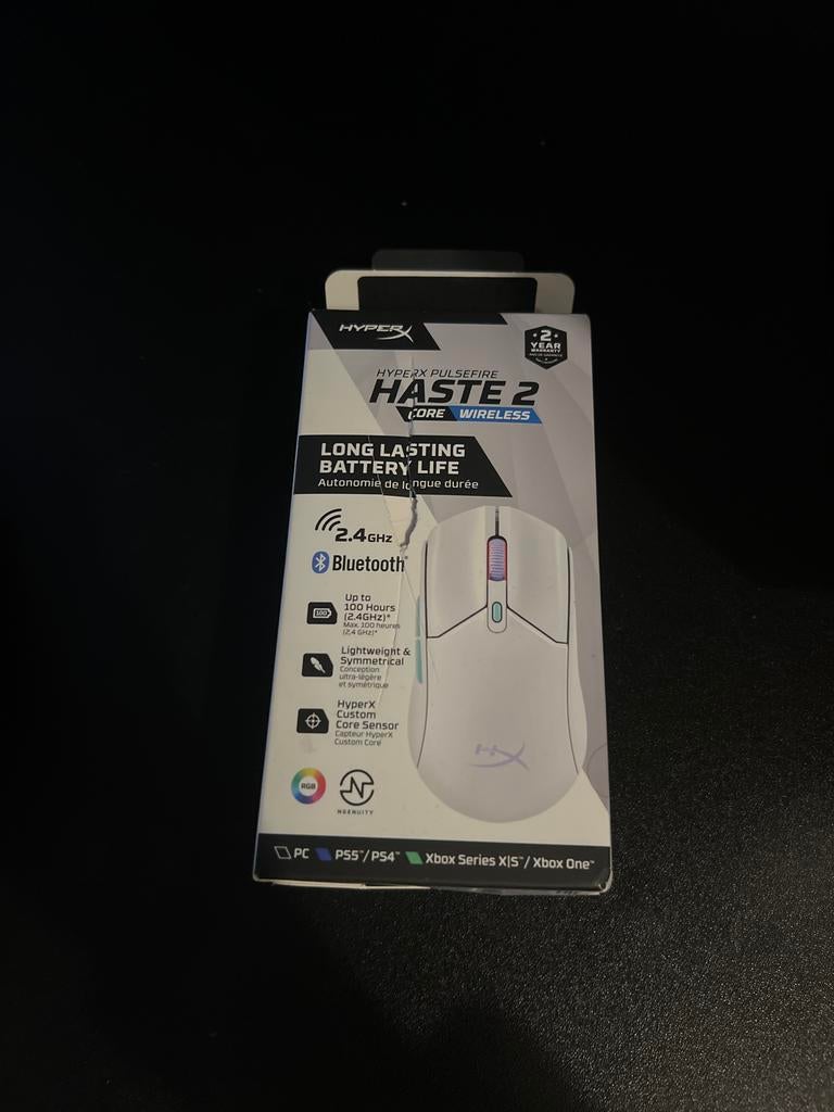 Nieuwe HyperX Pulsefire Haste 2 Core Wireless Muis, Rechtshandig, Muis, Gaming muis, Nieuw