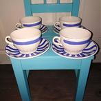 4 Kop & schotels blauw/wit John Tams, Huis en Inrichting, Keuken | Servies, Overige stijlen, Kop(pen) en/of Schotel(s), Ophalen of Verzenden