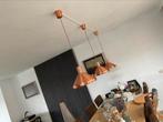 Koperkleurige driedelige eettafellamp met Philips Hue., Ophalen of Verzenden, Metaal, Zo goed als nieuw, 75 cm of meer