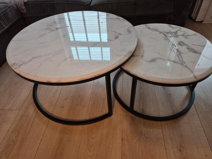 Marmeren Salontafelset, Huis en Inrichting, Tafels | Salontafels, Zo goed als nieuw, Minder dan 50 cm, 50 tot 100 cm, 50 tot 100 cm