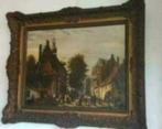 Monumentaal eind 19e eeuws olieverf Naarden Raadhuisstraat v, Antiek en Kunst, Ophalen