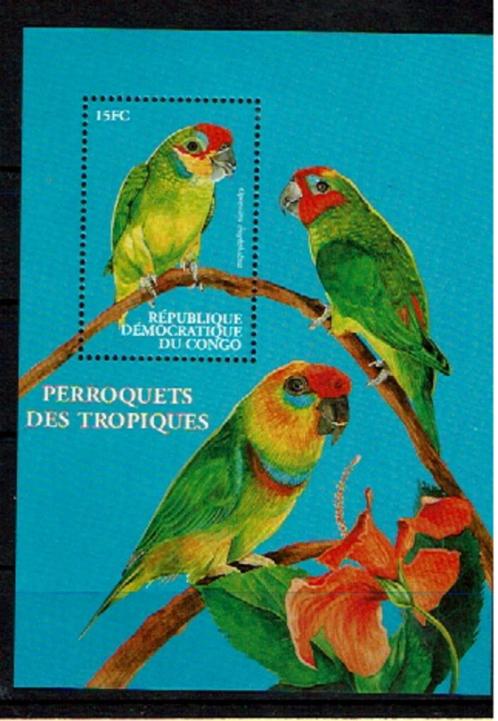 congo 2000 pf blok papegaaien parrots vogels birds, Postzegels en Munten, Postzegels | Thematische zegels, Postfris, Dier of Natuur