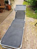 ZWART LIGBED MET ZONNESCHERM, Tuin en Terras, Ligbedden, Ophalen, Zo goed als nieuw, Aluminium
