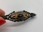 X331 Prachtige zilveren granaat broche, Sieraden, Tassen en Uiterlijk, Antieke sieraden, Ophalen of Verzenden, Zilver, Broche