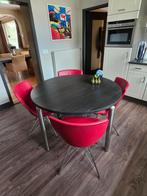 Eetkamer tafel met 4 lederen stoelen, Huis en Inrichting, Tafels | Eettafels, Ophalen, Zo goed als nieuw