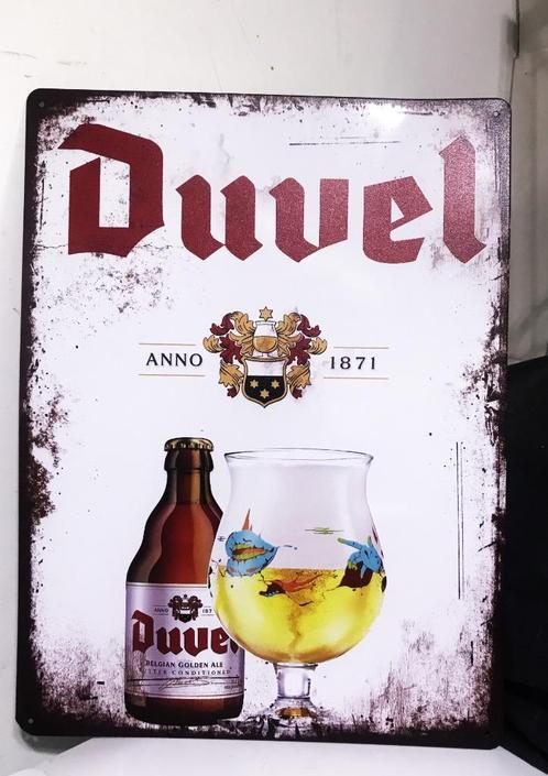Duvel Reclamebord Bier 40x30 Zeldzaam model🤗😎🍺💑🎁👌, Verzamelen, Merken en Reclamevoorwerpen, Zo goed als nieuw, Reclamebord