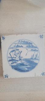 Oude Delfsblauwe Tegel - Visser, Antiek en Kunst, Ophalen of Verzenden