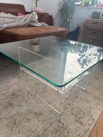 Gratis glazen salontafel, Huis en Inrichting, Tafels | Salontafels, Ophalen, Gebruikt, 50 tot 100 cm, Vierkant