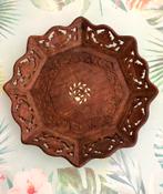 Houten schaal 8-hoekig ingelegd mozaïek vis, Gebruikt, Schaal, Ophalen of Verzenden, Overige vormen