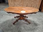Antieke houten kolompoot tafel, Ophalen, Gebruikt, 100 tot 150 cm, 50 tot 75 cm