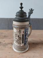 Antieke bierpul met tinnen deksel, Antiek en Kunst, Ophalen of Verzenden
