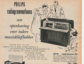 Retro reclame 1954 Philips platenspeler radiogrammofoon 532 beschikbaar voor biedingen