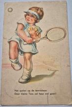 Oude themakaart kind tennis racket 1939, Ophalen of Verzenden, 1920 tot 1940, Kinderen