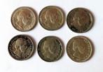 Uit inboedel: 6 zilveren stuivers Willem III 1850/55/59/62/6, Verzenden, Koning Willem III, 5 cent, Zilver
