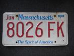 Massachusetts nummerplaat kentekenplaten nummerplaten, Verzamelen, Ophalen of Verzenden, Gebruikt, Auto's
