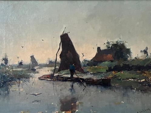 Aris Knikker, visser in een bootje, Antiek en Kunst, Kunst | Schilderijen | Klassiek, Ophalen