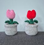 Gehaakte tulp in pot, decoratie, cadeau juf meester, Ophalen of Verzenden, Nieuw, Haken