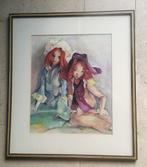 Aquarel - 2 poppen - 1973 - Hollandse School, Ophalen of Verzenden