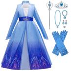 Prinsessenjurk - Frozen Elsa jurk + accessoireset 92/152, Kinderen en Baby's, Carnavalskleding en Verkleedspullen, Nieuw, Meisje