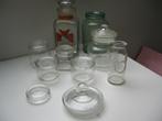 7 Weck en stolp flessen en wat losse deksels samen €10.00, Ophalen, Zo goed als nieuw, Glas