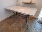 Tuintafel tafel metalen onderstel wit blad paneel, Tuin en Terras, Tuintafels, Ophalen, Gebruikt, Rechthoekig, Metaal