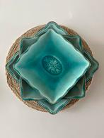 Azuurblauw aardewerk servies, craquelé, Huis en Inrichting, Ophalen, Aardewerk, Overige stijlen, Bord(en)