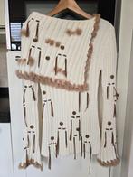 Ecru trui met bont en suede details - Maat M, Ophalen of Verzenden, Nieuw