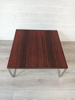 Vintage Salontafel met Houten Blad en Metalen Onderstel, Ophalen, Gebruikt, Rechthoekig