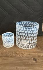 Pomax 2 prachtige nieuwe glazen windlichten, noppendesign, Overige materialen, Wit, Nieuw, Ophalen of Verzenden