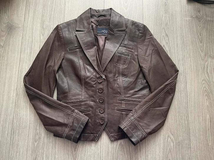 soho new york dames choco bruine leren blazer jack jas mt 36, Kleding | Dames, Jassen | Winter, Zo goed als nieuw, Maat 36 (S)