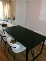 Blackster teakhout visgraat eettafel zwart, Huis en Inrichting, Tafels | Eettafels, Ophalen, Teakhout, 50 tot 100 cm, 150 tot 200 cm