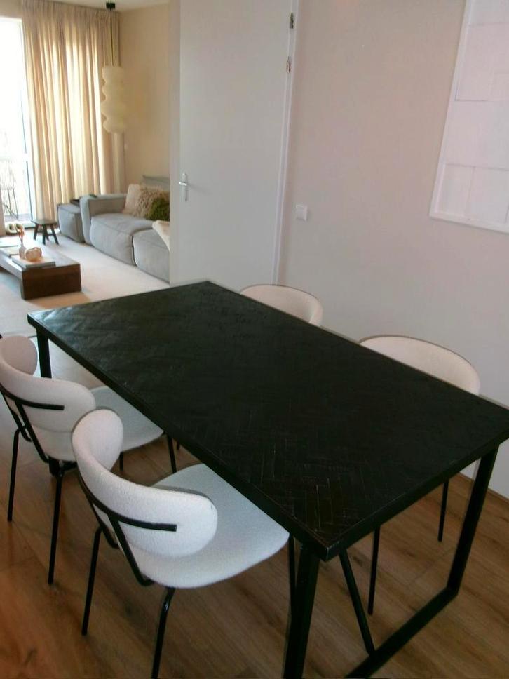 Blackster teakhout visgraat eettafel zwart, Huis en Inrichting, Tafels | Eettafels, 50 tot 100 cm, 150 tot 200 cm, Rechthoekig