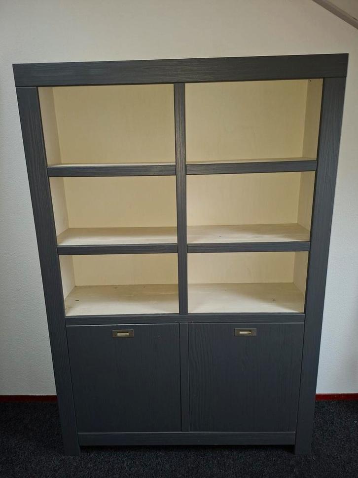 Half open vakkenkast – grijs/blauw – 10 vakken – 20113740, Huis en Inrichting, Kasten | Buffetkasten, Gebruikt, 100 tot 150 cm