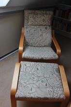 Poang stoel met voetenbank, Ophalen, Gebruikt, Stof, 50 tot 75 cm