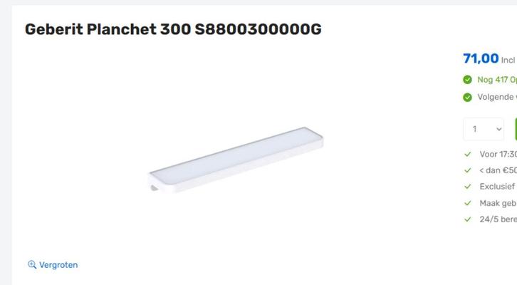 Geberit planchet 300 keramisch  60cm lang S8800300000G, Doe-het-zelf en Verbouw, Sanitair, Nieuw, Ophalen of Verzenden
