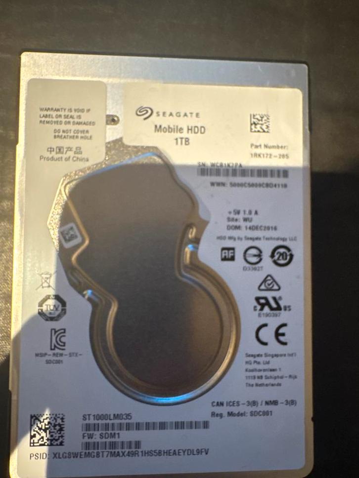 Seagate Mobile HDD - 1TB - ST1000LM035, Computers en Software, Harde schijven, Gebruikt, Laptop, Intern, HDD, SATA, Ophalen of Verzenden