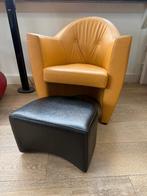 Leolux Carabita fauteuil met hocker Leer, Huis en Inrichting, Ophalen, Zo goed als nieuw, Leolux, 50 tot 75 cm