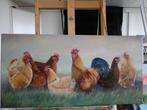 Schilderij kippen orgineel uniek, Ophalen of Verzenden, Nieuw, Schilderij