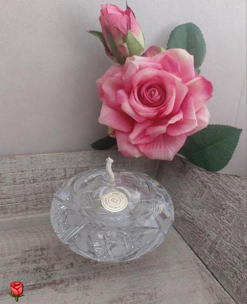 Vintage olielamp van Boheems kristal uit Tsjechië, Antiek en Kunst, Antiek | Glas en Kristal, Ophalen of Verzenden
