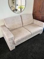 2-zits bank beige velours Goossens, Huis en Inrichting, Banken | Bankstellen, Ophalen, Gebruikt, 150 tot 200 cm, Tweepersoons