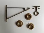 Gordijn / Garderobe roede + steun / rozet brons, Ophalen of Verzenden, Gebruikt