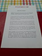 Porsche Projekt Indianapolis 4 pag persbericht sept 1987, Porsche Motorsport, Verzenden, Zo goed als nieuw, Porsche