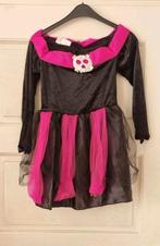Prinses Halliween jurk zwart / roze skull + haarband mt 140, Ophalen of Verzenden, Zo goed als nieuw, 134 t/m 140, Meisje