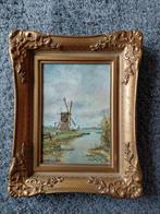 Schilderij molen Hollands landschap J. Van Woerkom, Antiek en Kunst, Ophalen of Verzenden