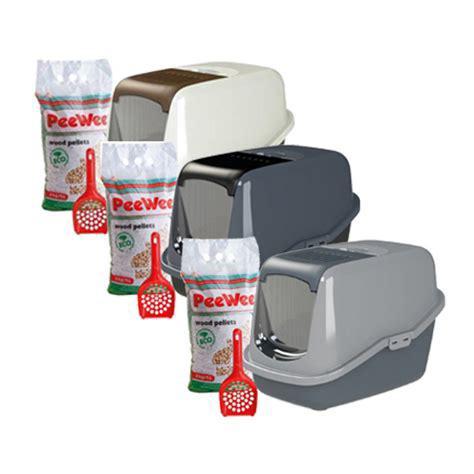 Peewee ecohus kattenbak 2x incl. korrels, teab, Dieren en Toebehoren, Kattenbakken, Zo goed als nieuw, Gesloten, Ophalen