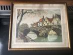 Le Pont au Cygne - Ingelijste Prent Van Doorn Gesigneerd, Antiek en Kunst, Ophalen