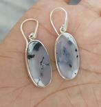 925 zilveren oorbellen met natuurlijke Dendriet Opaal steen, Nieuw, Met edelsteen, Wit, Zilver